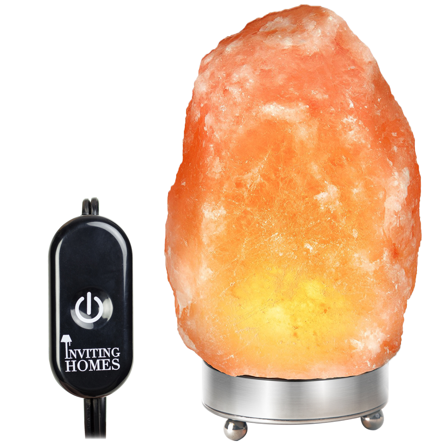 INVITING HOMES Natural Himalayan Salt Lamp with Stainless Steel Base