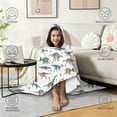 thumbnail image 4 of Wearable Blanket,White Dinosaurs Skeletons Pattern Hooded Wearable Flannel Blanket for Adults & Teens with Buckle,Winter Poncho Shawl Wrap Cape,50"x60", 4 of 5