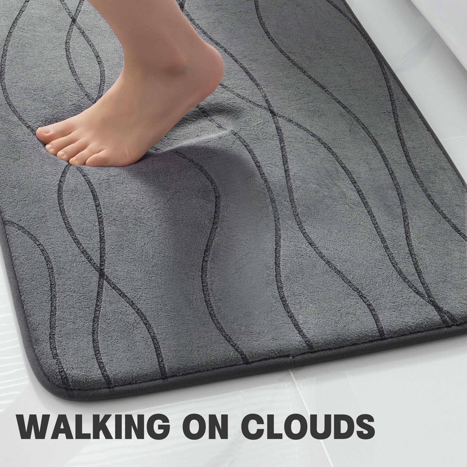 ChakmeOne Bathroom Rugs Sets 3 Piece, Gray Bathroom Rug Soft Absorbent Microfiber Bath Mats and U-Shaped Contour Toilet Rug, Non-Slip Machine Wash Dry for Floor Tub and Shower
