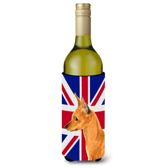 Min Pin with English Union Jack British Flag Wine Bottle Hugger