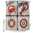 thumbnail image 2 of Vintage Nautical Shower Curtains for Bathroom, Rudder Lobster Crab Coastal Ocean Washable Fabric Shower Curtain with Hooks Waterproof Bathroom Decor Sets, 36 x 78 Inches, 2 of 9