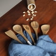 thumbnail image 2 of The Art Box 12 inches Natural Wooden Kitchen Spoon Set for Cooking, Wooden Cookware Utensils Tools, Non Stick - 5 Piece Set Fork, Corner Spoon, Slotted Turner, Spoon, Spatula, 2 of 6