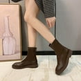 thumbnail image 6 of jsaierl Women’s Fashion Leather Ankle Booties Causal Side Zipper Flat Riding Boots 2023 Winter Slip on Low Heel Short Boots, 6 of 9