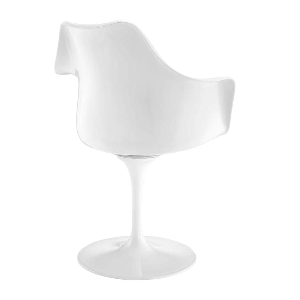 Heavenly White Tulip Arm Chair with Red Cushion