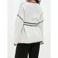 thumbnail image 3 of Women'S Trendy Casual Loose Oversized Color Block Long Sleeve Open Front Sweater Cardigan for Women White XL, 3 of 8