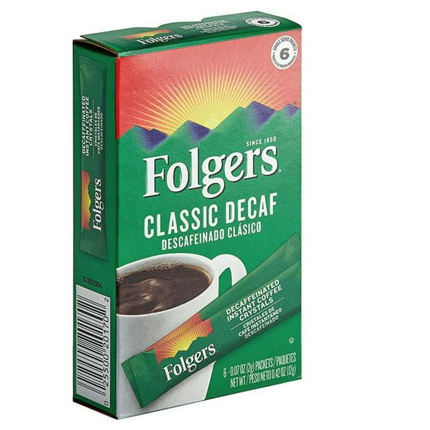 Folgers Classic Decaf Instant Coffee Crystals Packets, 6 Ct inside
