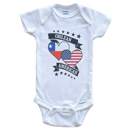 

Chilean American Heart Flags Chile America Baby Bodysuit 6-9 months white