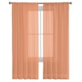 thumbnail image 2 of Pure Tangerine Semi Sheer Curtains 96 Inch Length 2 Panels Set, Simple Solid Color Sheer Kitchen Curtain Privacy Voile Window Curtain for Living Room Bedroom Rod Pocket Drapes, 2 of 7