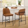 thumbnail image 4 of Bar Stools - Modern Fabric Upholstered with Back, Armless Design, Metal Legs for Kitchen Island and Dining Room Bar, 25 Inch, Set of 2,Brown, 4 of 16
