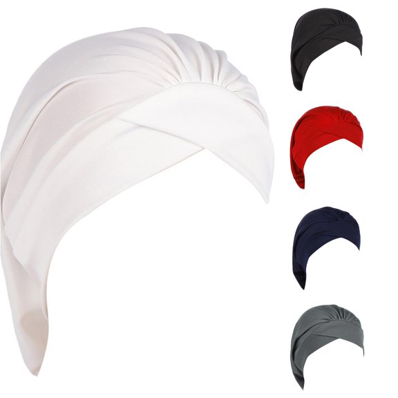 LiuXxxx Women Fashion Ruffle Solid Cap Wrap Turban Hat Baseball Caps Adjustable Brim Lightweight Casual White