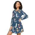 thumbnail image 3 of FORMRS Womens Long Sleeve Nightgowns Crew Neck Sleep Shirt Soft Pajamas Sizes S-3XL, Cartoon Birds Pattern, 3 of 8
