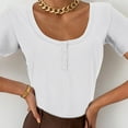 thumbnail image 2 of Gibobby Tirantes Para&nbsp;Camisa Slim Tight Tops Camisas para mujer Camiseta ajustada T Low Cut Down Sexy Button Camisetas de mujer（Blanco， S), 2 of 5