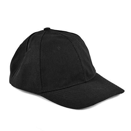 6Panel Plain Baseball Cap Adjustable Velcro Hat with no Logo Black