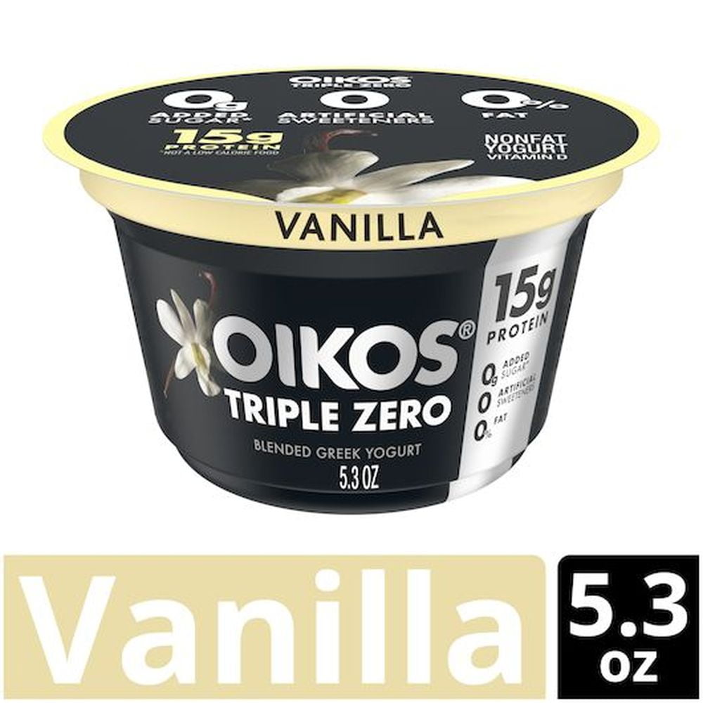 Oikos Triple Zero Vanilla Yogurt, 5.3 Ounce -- 12 per Case.