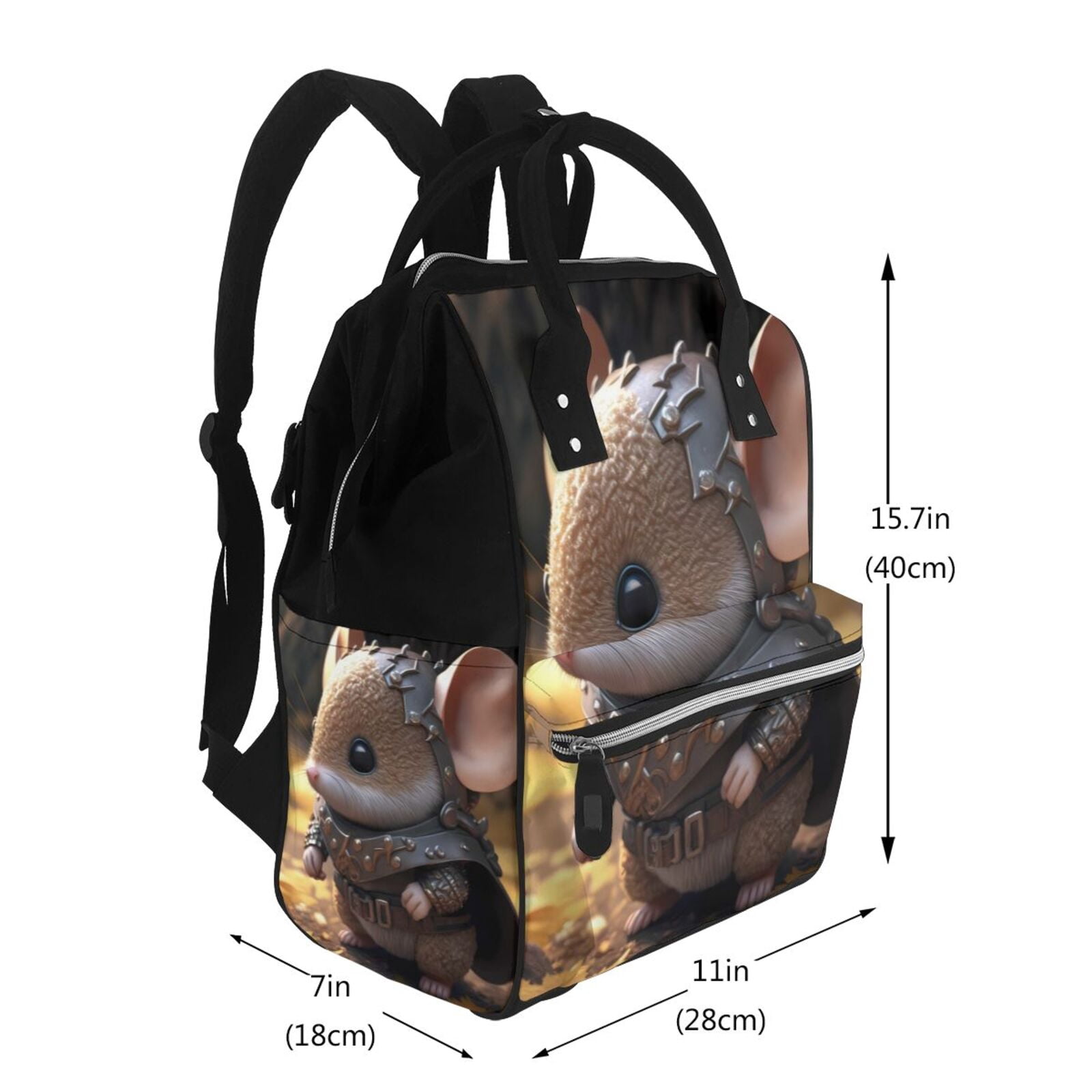 Fuzoiu Cute Big-Eared Mouse Print Diaper Bag Backpack,Baby Essentials Travel Tote,Multi function Waterproof Diaper Bag, Travel Essentials Baby Bag - Unisex