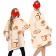 thumbnail image 1 of goowrom Family Cartoon Digital Printing Lamb Wool Warm Hooded Blanket, 1 of 9
