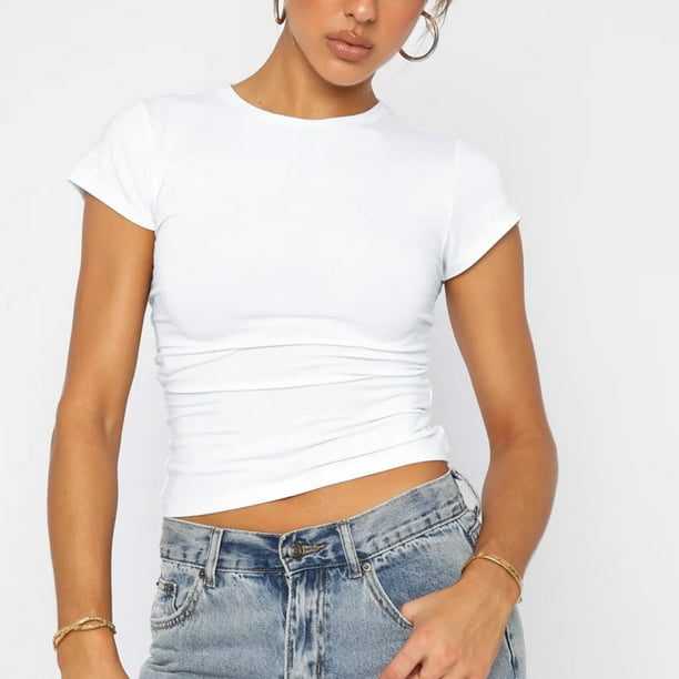 Camiseta crop top blanca new arrivals