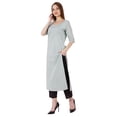 thumbnail image 3 of Bimba Straight Long Kurti For Women Printed Full Sleeves Tunic Top Casual Summer Formal Kurta, 3 of 7