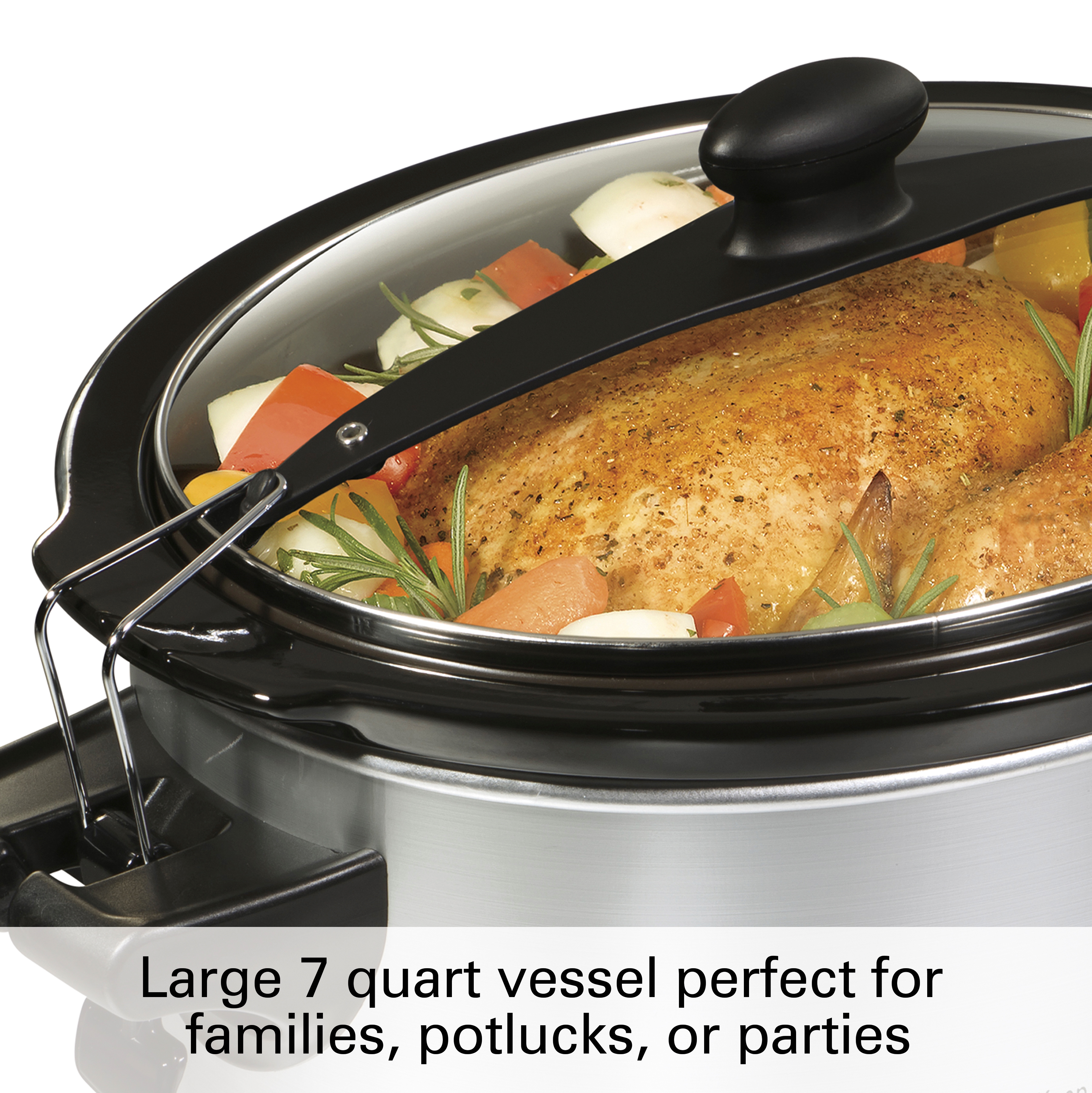 Hamilton Beach Stay or Go Programmable Slow Cooker with Party Dipper, 7 Quart Capacity, Removable Crock, Stainless Steel, 33477 - image 4 of 7