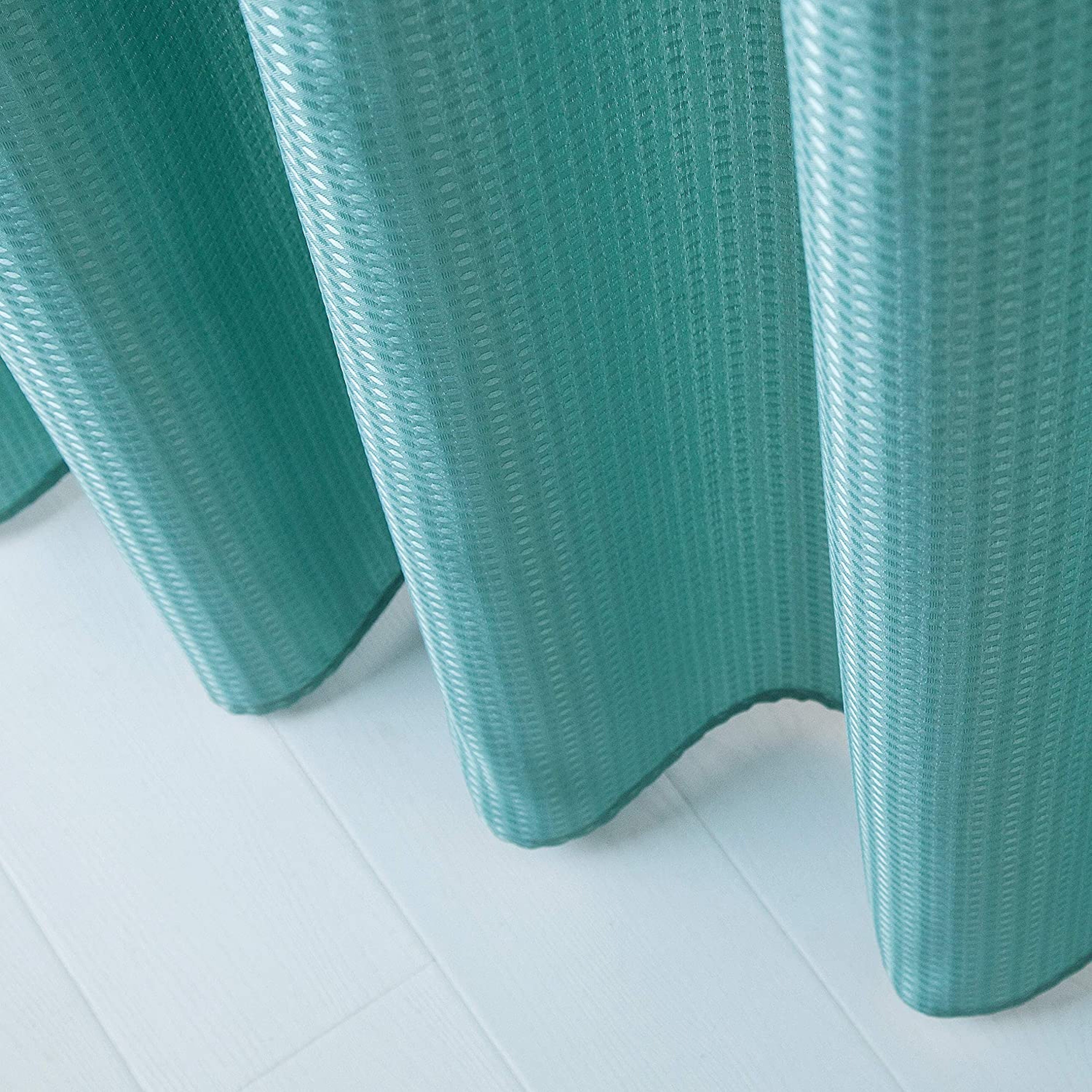 DAINTY HOME COMPLETE 2 IN 1 WAFFLE WEAVE HOTEL Spa Style Fabric Shower Curtain Snap On/Off Waterproof Detachable Liner Set, 72 inch wide x 72 inch long in Aqua