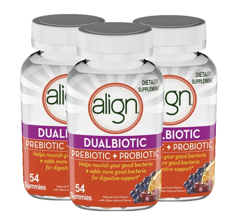 3 Pack Align Dualbiotic Prebiotic plus Probiotic Supplement Gummies