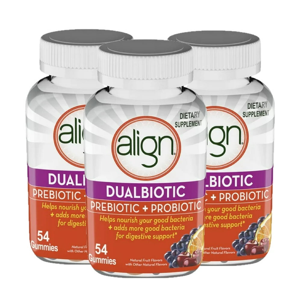 3 Pack | Align Dualbiotic Prebiotic plus Probiotic Supplement Gummies ...