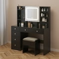thumbnail image 4 of Ktaxon Large 47.2" Makeup Vanity with 3 Color Lights, Dressing Table w/ USB Charging Station, Adult, Black, 4 of 7