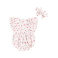 thumbnail image 1 of EYIIYE Toddler Casual One-piece Jumpsuits 0-18M Infant Baby Girl 2Pcs Summer Outfits Ruffle Sleeve Bodysuits Crew Neck Button Front Rompers with Headbn Casual Cute Clothes for Daily Vacation, 1 of 1