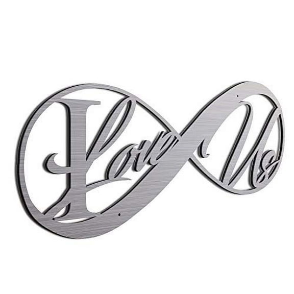 JASS GRAPHIX 22 inch Brushed Aluminum I Love Us Sign with Infinity Symbol