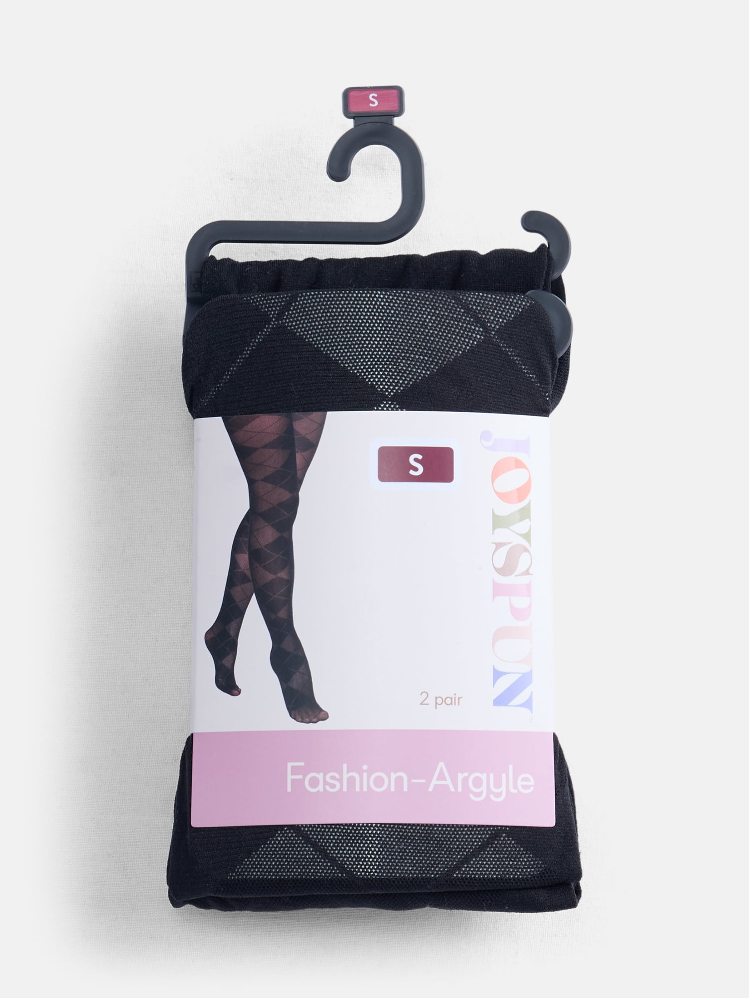 Joyspun Women's Argyle and Opaque Tights, 2-Pack, Sizes S-3XL