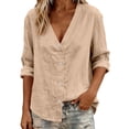 thumbnail image 2 of Women's Solid Color Loose Fit V-Neck Casual Cardigan Sweater Top, 2 of 6