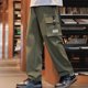 thumbnail image 4 of Ceisia Men Solid Color Fleece Multi Pocket Work Pants Loose Drawstring Gift Elastic Cuff Trousers, 4 of 7