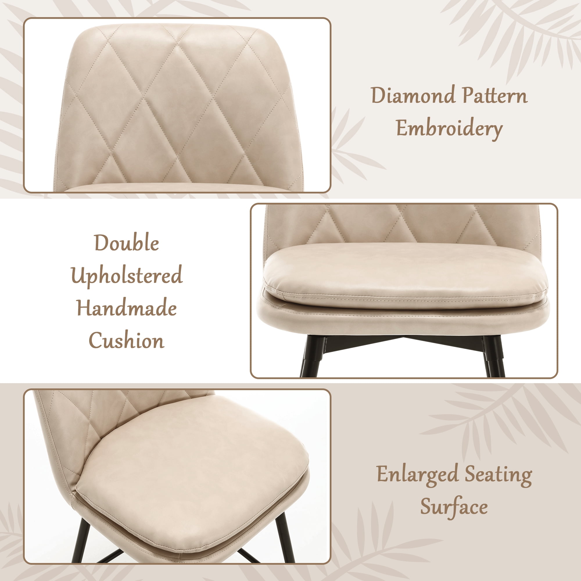 TEWLOSS 28" Bar Stools Set of 4 Swivel Barstools Faux Leather Kitchen Chairs, Cream