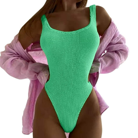 Women's Swimsuits Tummy High Waisted Bathing Suit Wrap Tie Back Monokini Swimwear 1 Piece Swimsuit