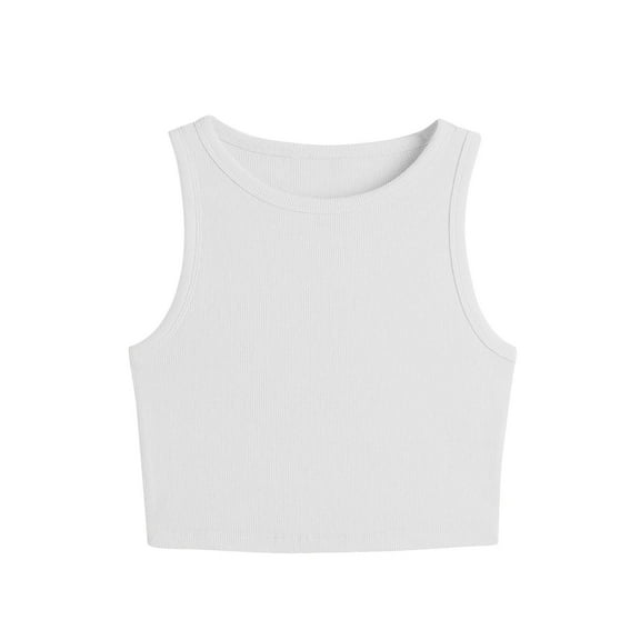 Bixock Women's Activewear Tank Tops,Workout Yoga Blouse,Solid Color Round Neck Crop Fashion Shirt Style Wear Tops