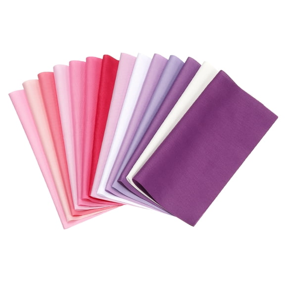 Uxcell Cotton Fabric Bundles, 14Pcs 4 x 4 Inch Fat Quarter Solid Color Precut Fabric Squares for Sewing Patchwork Quilting DIY Crafts, Pink/Purple White