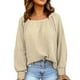 thumbnail image 3 of Blusa de Manga Larga Ticfox Cuello Cuadrado Hombros Caídos Color Albaricoque M, 3 of 6