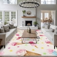 thumbnail image 3 of Ice Cream Area Rugs 6'x9', Washable Small Throw Rugs for Kitchen Dining room, Summer Pink Popsicle Colorful Polka Dots Indoor Outdoor Rug Non-Slip Low Pile Carpet Runner Reversible Floor Mats, 3 of 8