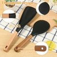 thumbnail image 4 of Austok 4Pcs Cooking Spoon and Rice Scooper Set Silicone Spatula Spoon with Wooden Handle and Hanging Hole Silicone Rice Spatula Dishwasher Safe for Serving Mixing Scraping, 4 of 8