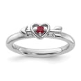 thumbnail image 3 of Auriga Fine Jewelry 925 Sterling Silver Created Ruby Heart with Arrow Ring Size 8for Women, 3 of 6