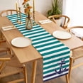 thumbnail image 3 of Anchor Teal Table Runner - 60 Inch Long, Kitchen Dining Table Runner Dresser Scarves, Modern Navy Blue White Striped Nautical Farmhouse Decor for Coffee Tables Wedding Party Banquet, 3 of 8