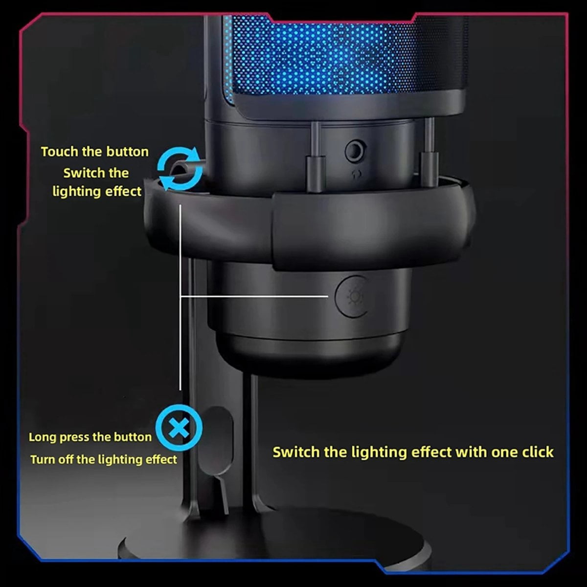 Gaming RGB Microphone, USB PC Mic for Streaming, Podcasts, Recording, Condenser Computer Desktop Mic on for //