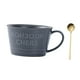 thumbnail image 2 of Taza de desayuno, taza de café con cuchara para adultos, taza de bebida para niños, taza de leche, taza de para jugo, café, 400 ml, fiesta de Gris, 2 of 8