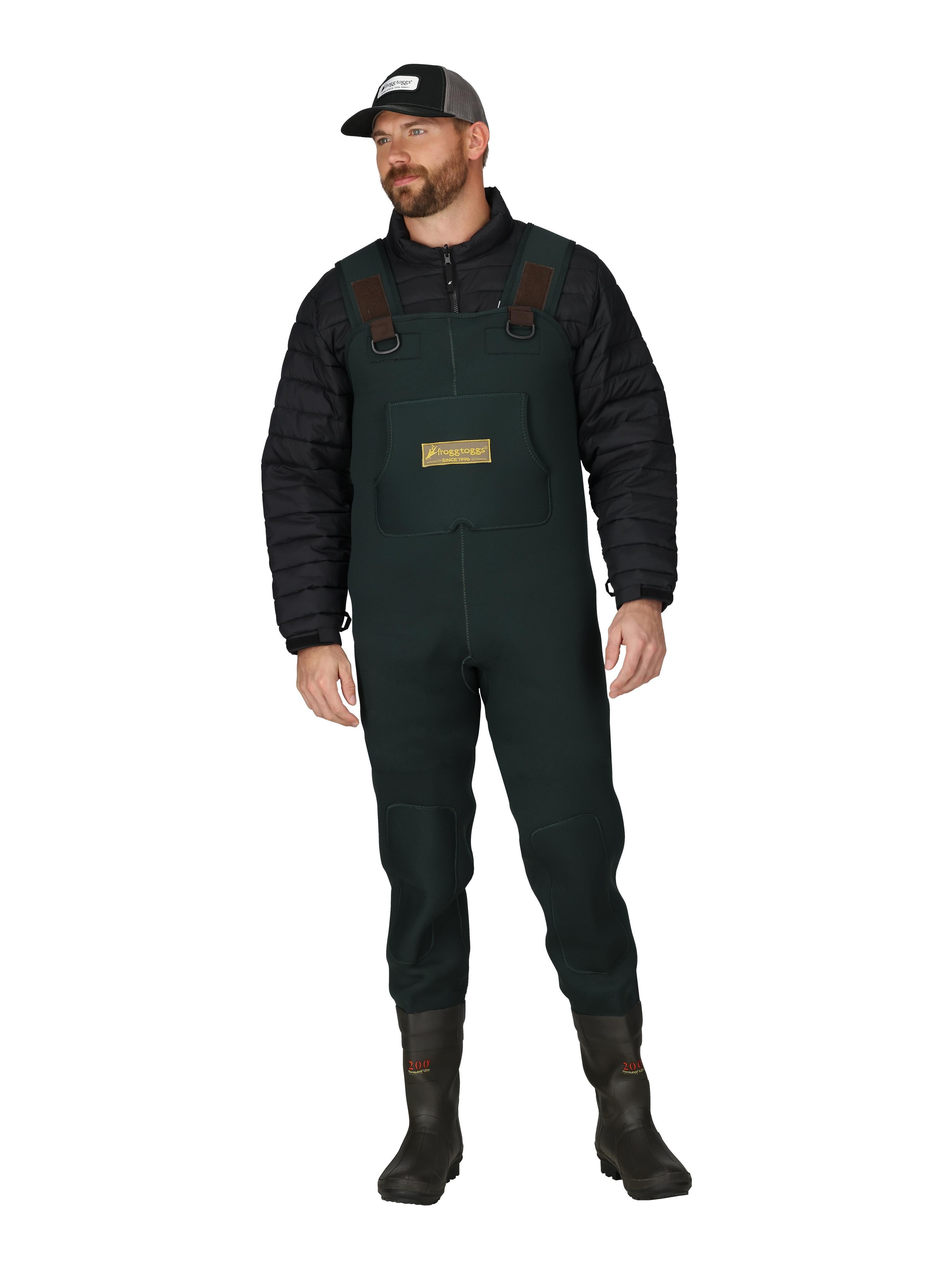 (3 pack) Frogg Toggs Men’s Amphib Bootfoot Chest Waders, Neoprene Waders for Fishing with 200g Thinsulate Cleated Boots, Forest Green, Size 11