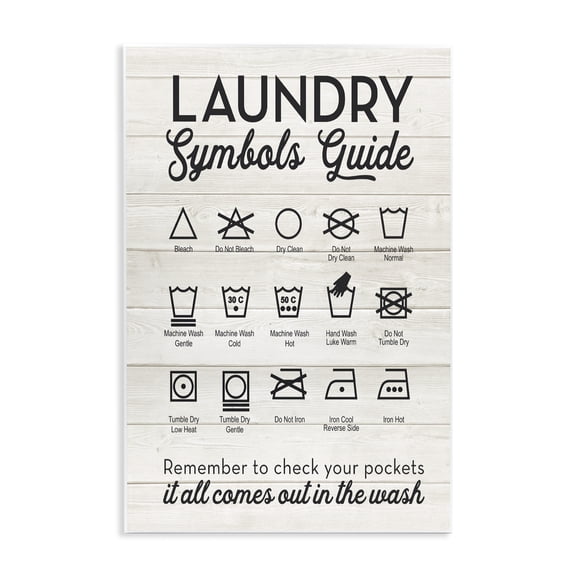 Stupell Industries Farmhouse Rustic Laundry Symbols Guide Wall Plaque Art, 10 x 15, by Lettered and Lined