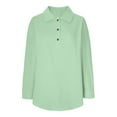 thumbnail image 4 of EDFBUYKRS Deep V Neck Womens Tops Fall Long Puff Sleeve Shirts Dressy Casual Tunic Blouses L, 4 of 5