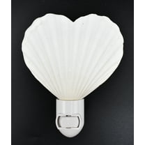 Seashell Night Light Real Heart Shaped Scallop Shell Beach Decor w. on/off switch