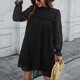thumbnail image 5 of Moda mujer casual o-cuello sólido vestido pétalo manga larga mini vestido Fridja  NMB1876, 5 of 7