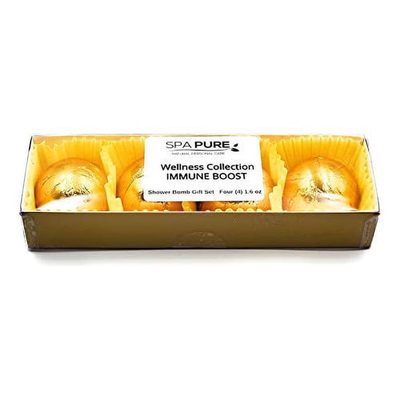 Spa Pure Immune Boost Aromatherapy Shower Steamers Bombs - Shower Bombs with Essential Oils – Unisex Bath Melts - Self Care and Relaxation Shower Steamer - Enjoy Spa at Home - (4 Count)