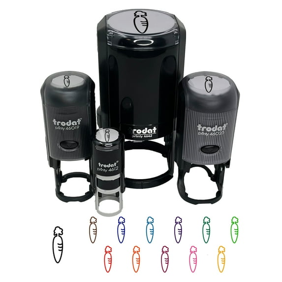 Cute Carrot Outline Self-Inking Rubber Stamp Ink Stamper - Brown Ink - Medium 1 Inch